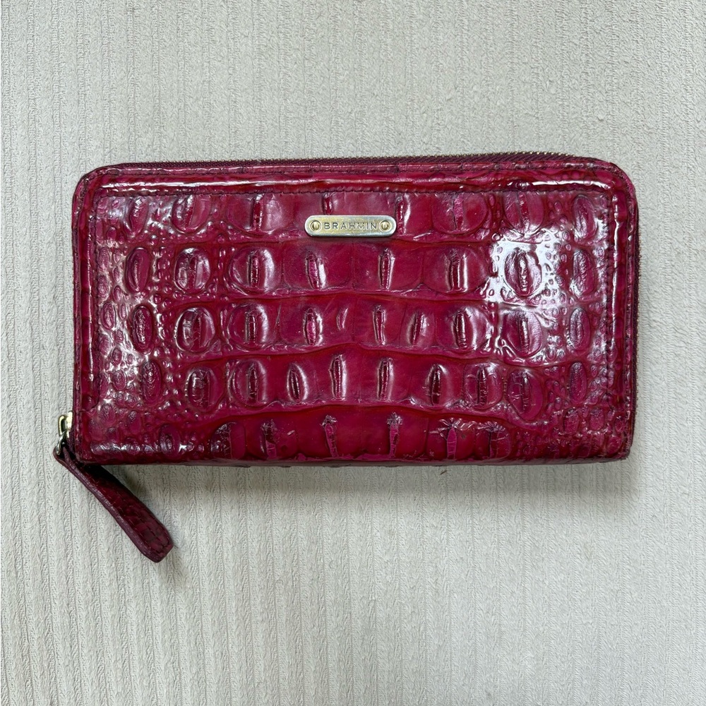 Brahmin Burgundy Croc-Embossed Wallet